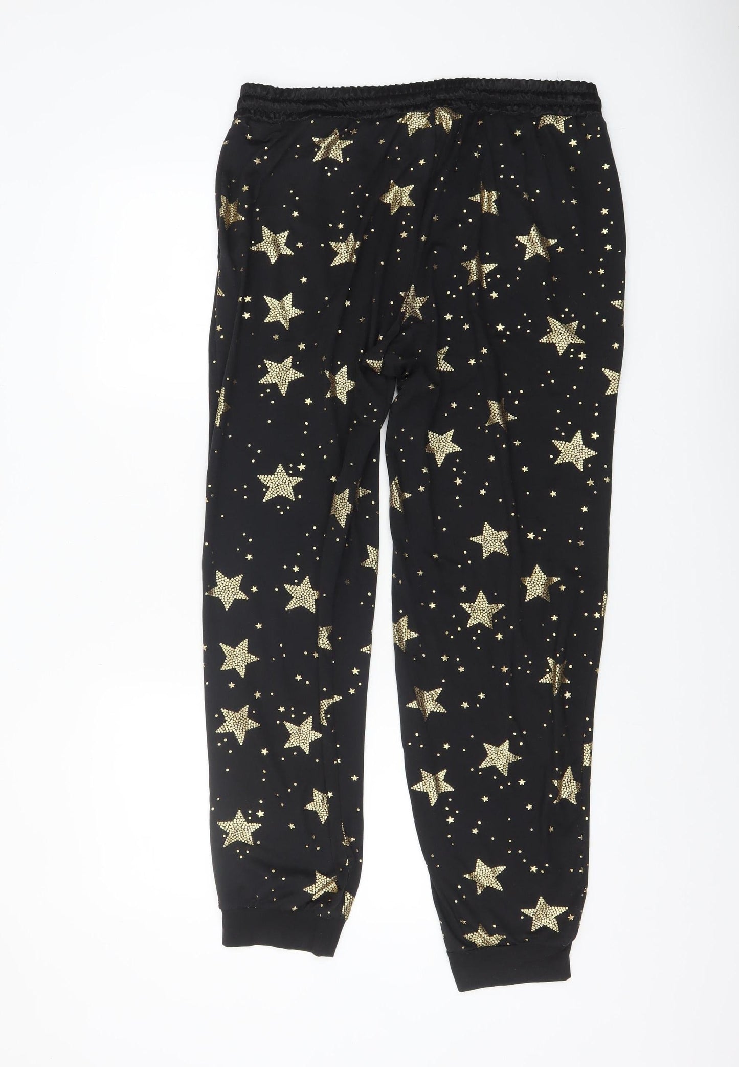 Primark Womens Black Star Print Jersey Pyjama Pants Size 12-14