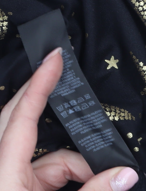 Primark Womens Black Star Print Jersey Pyjama Pants Size 12-14