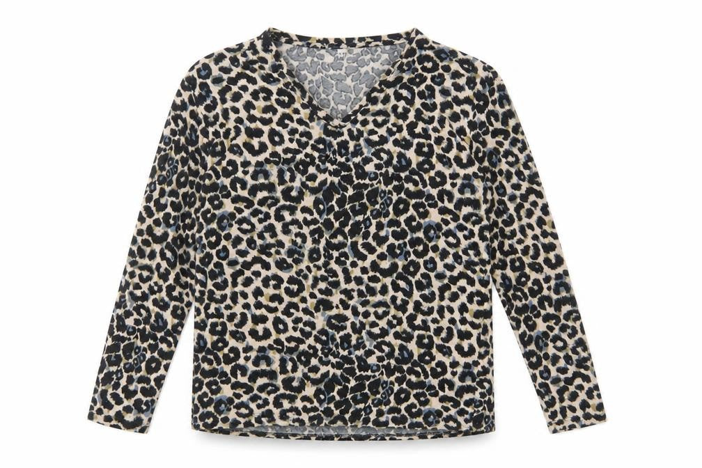 Tu Women's Multicoloured Leopard Print Viscose Long Sleeve Top Size 10