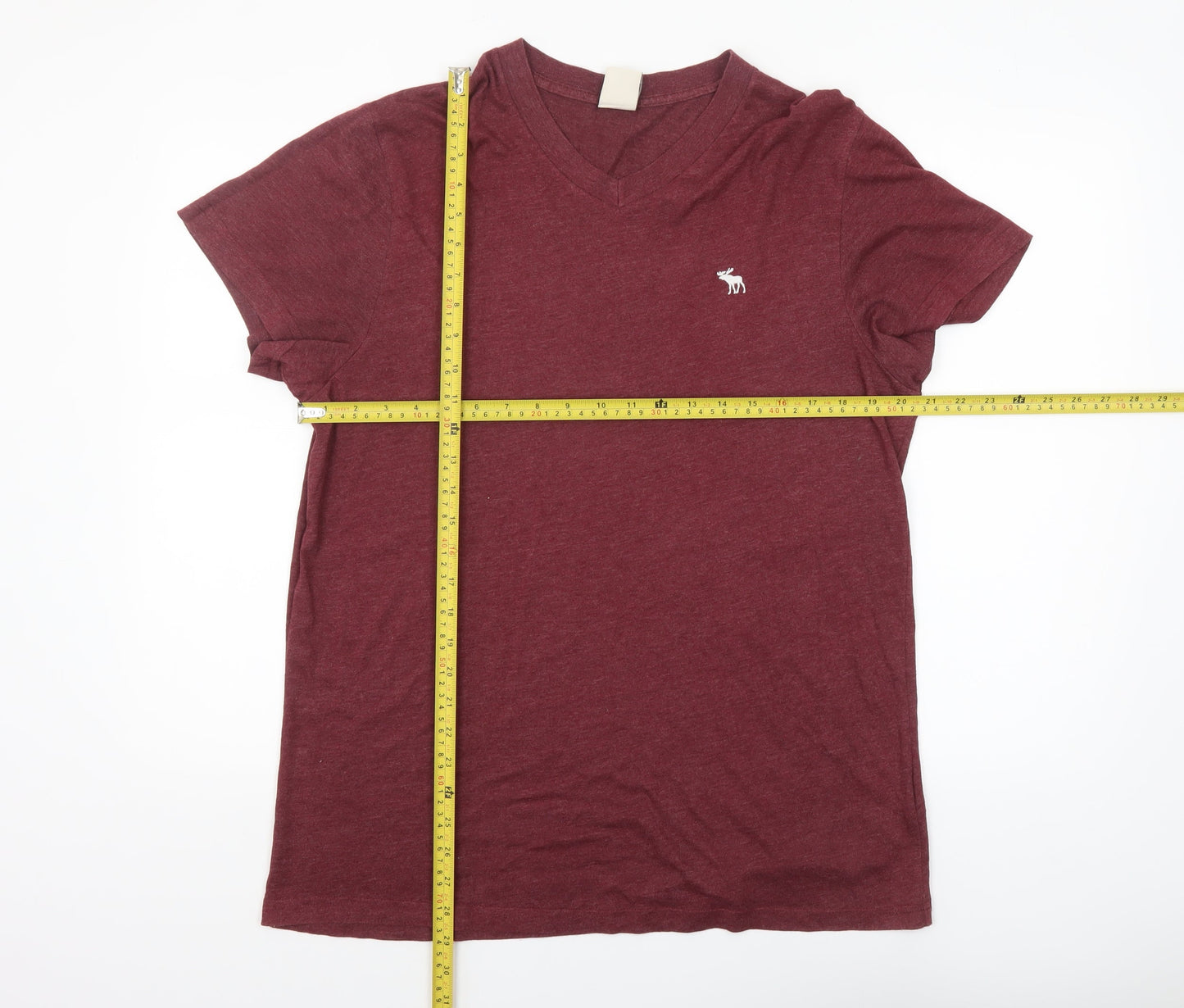 Abercrombie & Fitch Men's Red XL V-Neck Short Sleeve T-Shirt