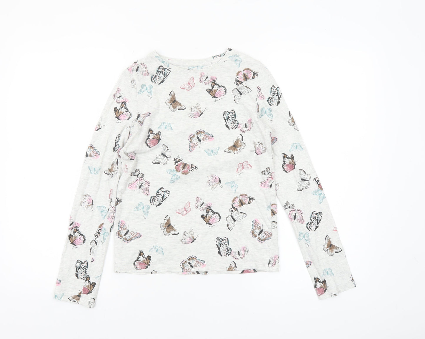 Tu Girls Ivory Butterfly Print Long Sleeve Cotton T-Shirt Size 12 Years