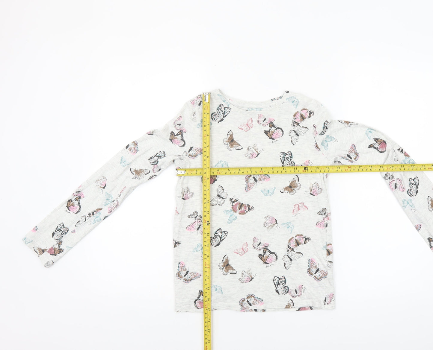 Tu Girls Ivory Butterfly Print Long Sleeve Cotton T-Shirt Size 12 Years