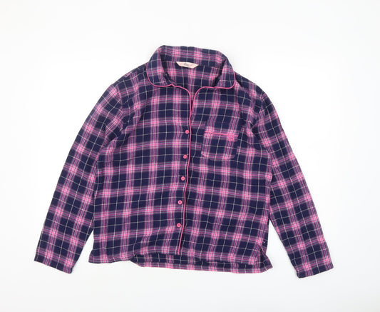 Boux Avenue Women's Pink Check Flannel Pyjama Top UK 10