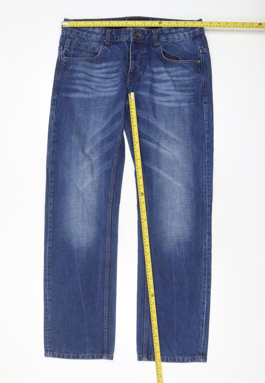Remus Uomo Men Blue 34R Straight Leg Denim Jeans