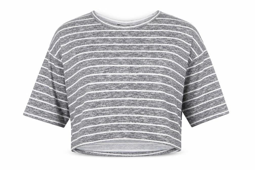 Select Women’s Grey Striped Relaxed Fit 3/4 Sleeve Knit T-Shirt Size 14