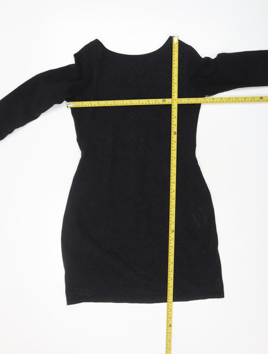 Superdry Womens Black Long Sleeve Bodycon Dress Size L