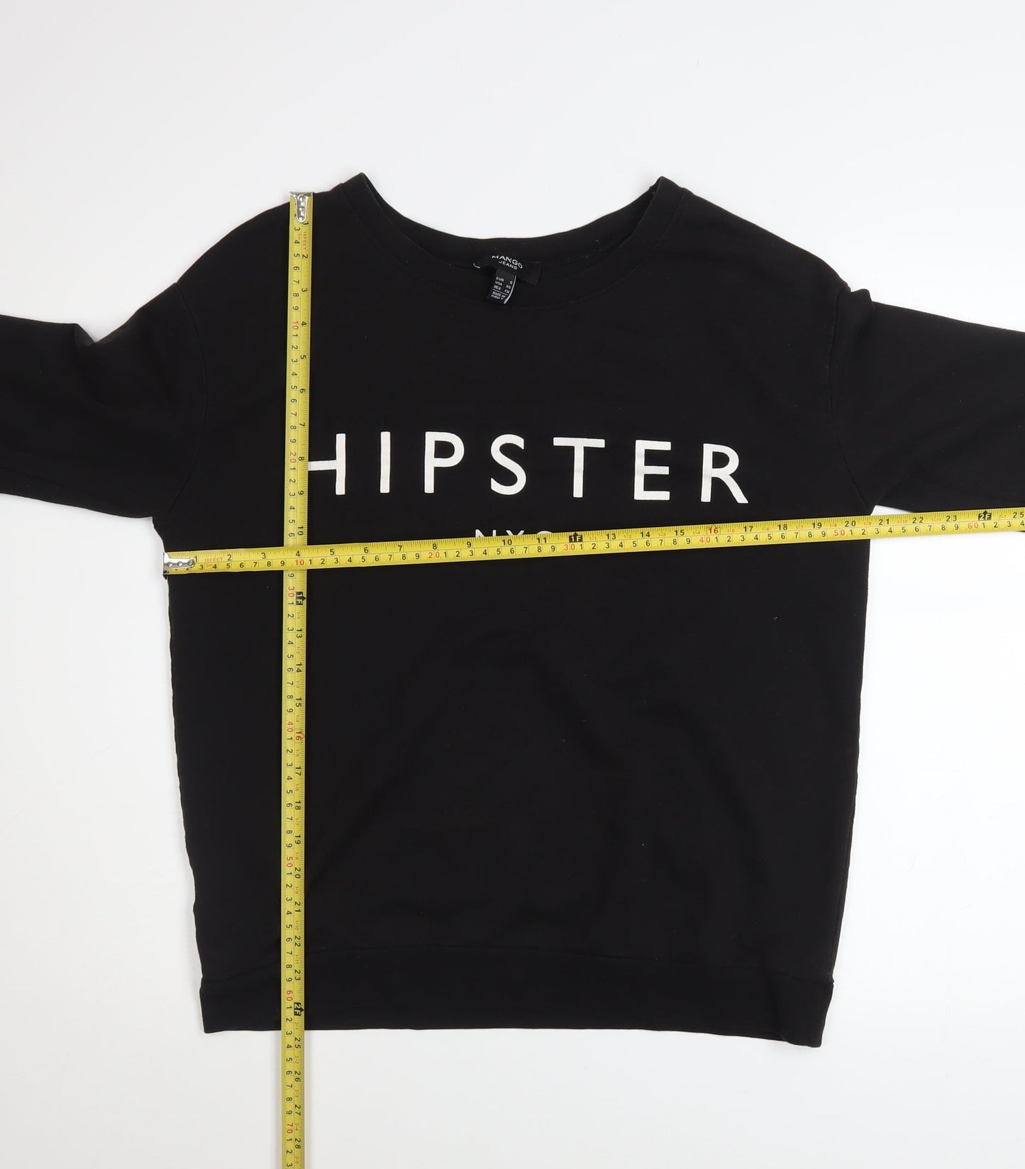 Mango Jeans Womens Black HIPSTER NYC Pullover Sweatshirt Size S