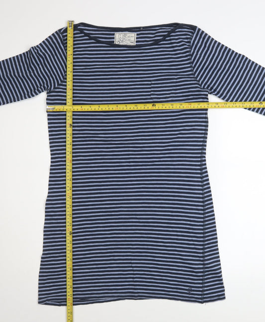Fat Face Women Blue Stripe Cotton Shift Dress Size 14