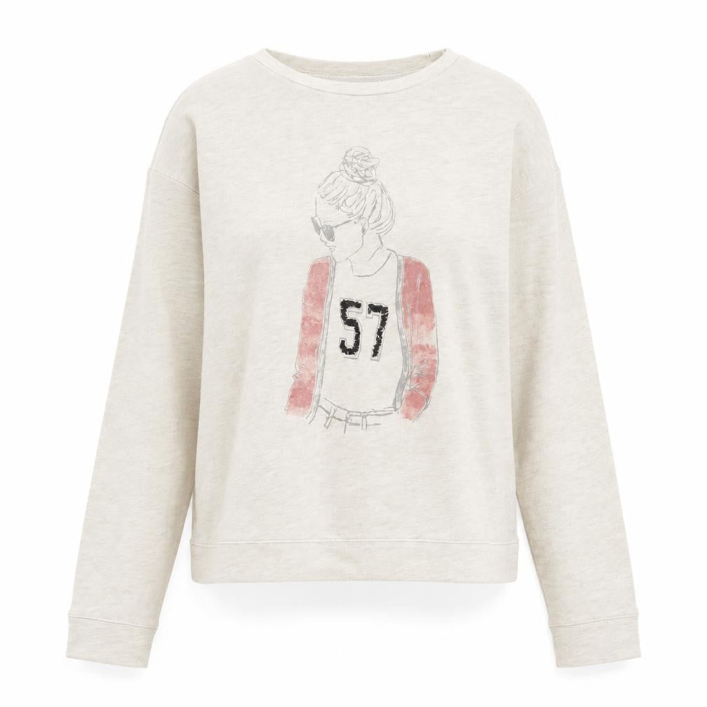Next Women Beige Graphic Pullover Sweatshirt UK 8 Cotton Blend