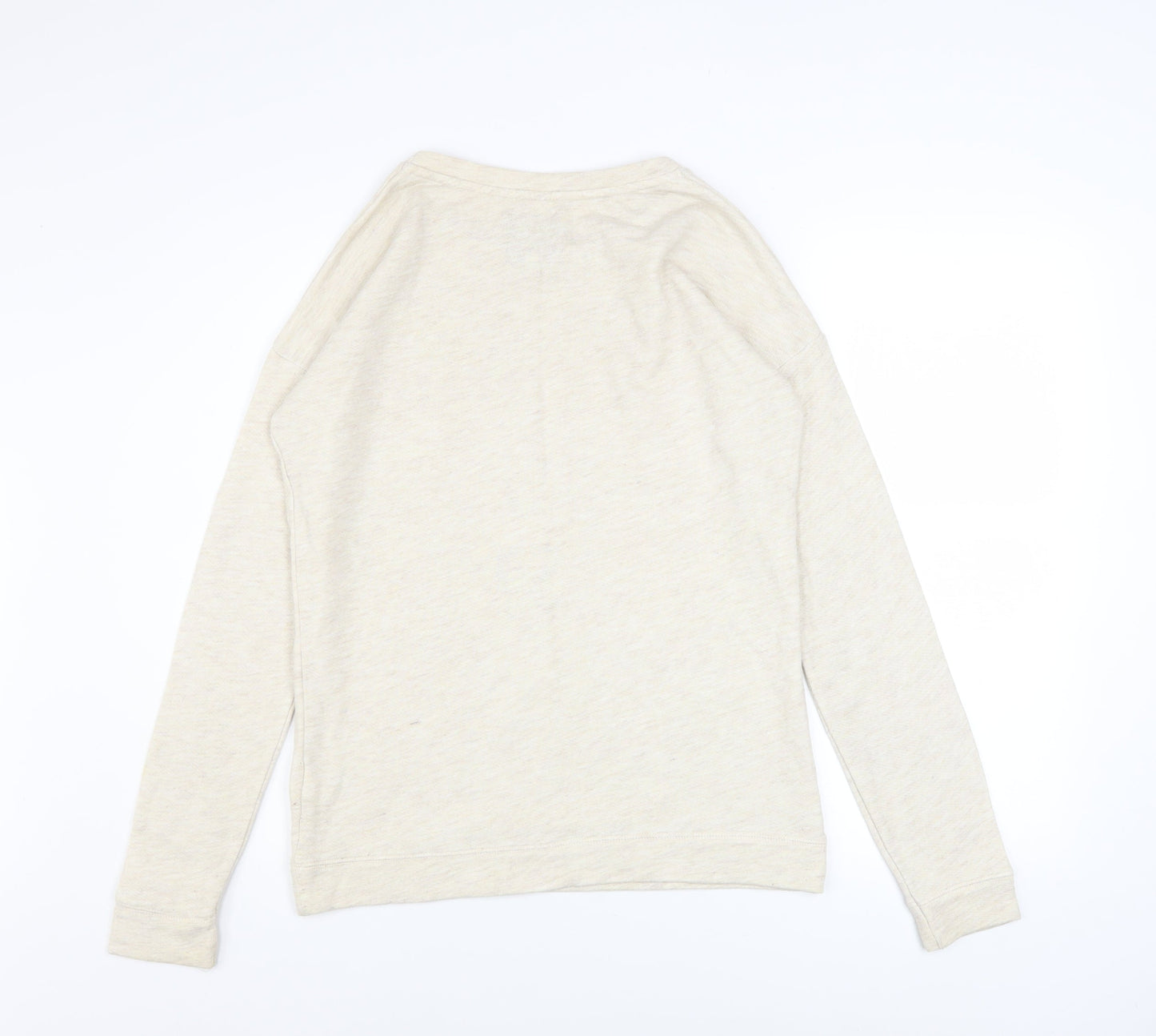 Next Women Beige Graphic Pullover Sweatshirt UK 8 Cotton Blend