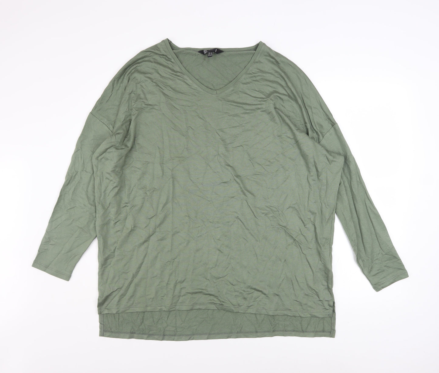 Friends Like These Women’s Green V-Neck Jersey Long Sleeve Top Size 14