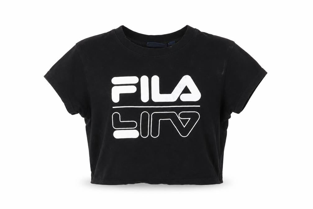 FILA Women’s Black Cropped T-Shirt XS Cotton Short Sleeve Casual
