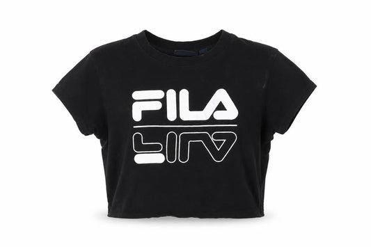 FILA Women’s Black Cropped T-Shirt XS Cotton Short Sleeve Casual