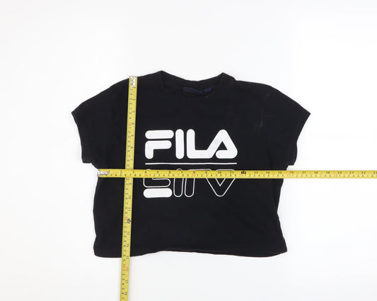 FILA Women’s Black Cropped T-Shirt XS Cotton Short Sleeve Casual