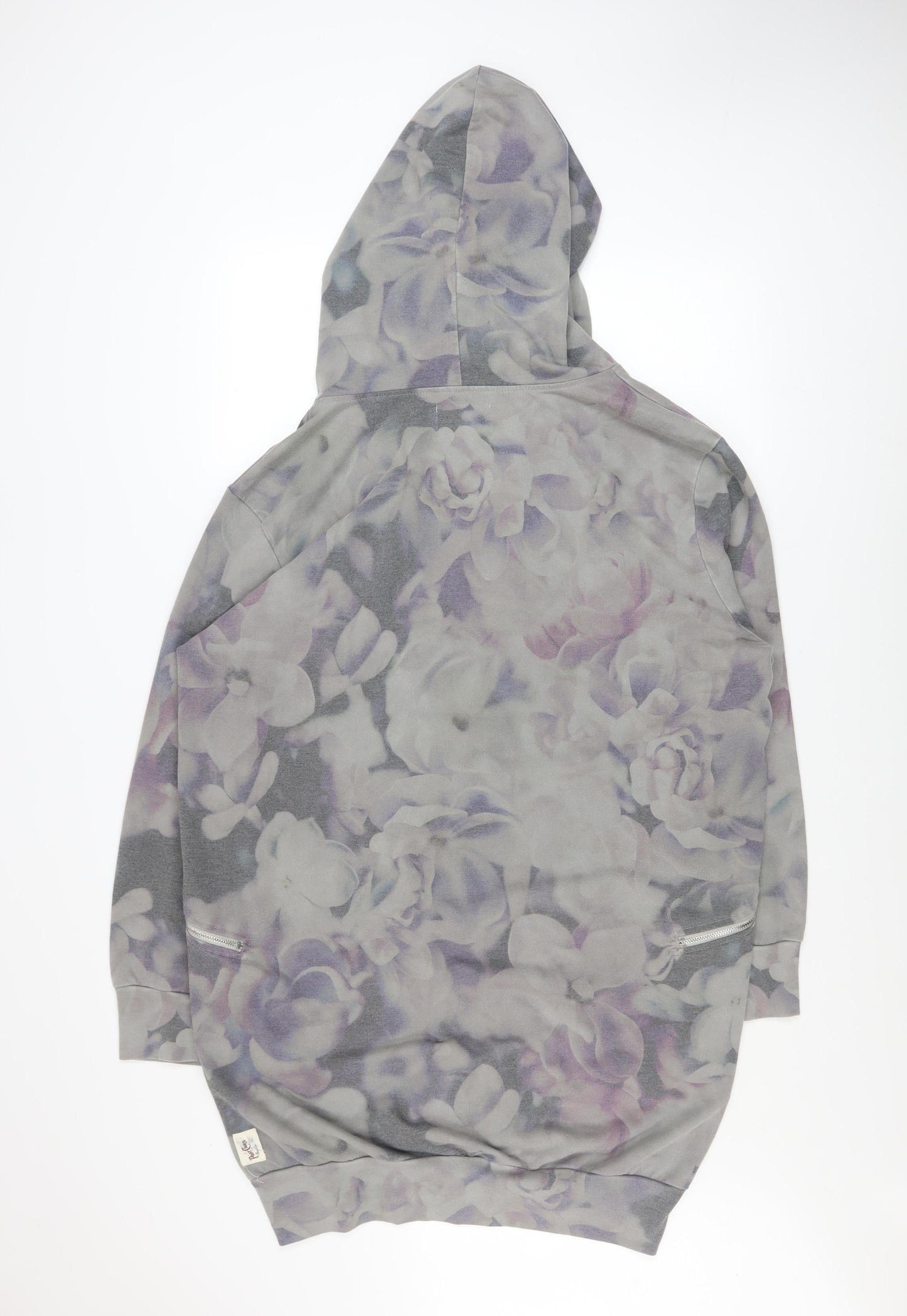 A Postcard from Brighton Womens Grey Floral Hooded Basic Jacket Size S