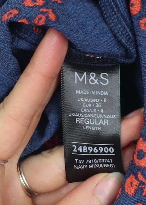 Marks and Spencer Women Blue Floral A-Line Midi Dress Size 8