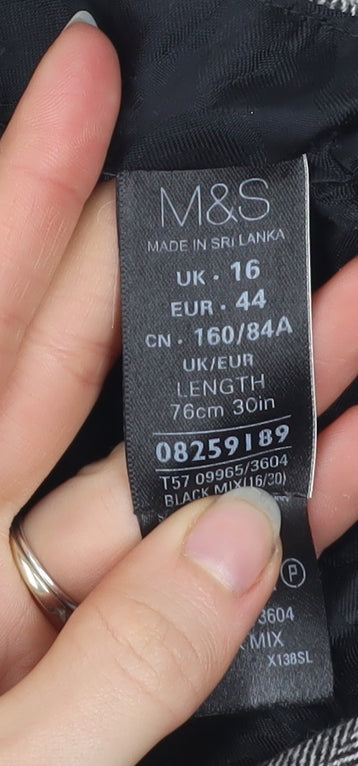 Marks and Spencer Women Grey Wool Blend A-Line Tweed Skirt UK 16