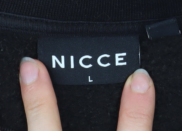 Nicce Men's Black & Teal Crew Neck Sweatshirt Size L Cotton Blend