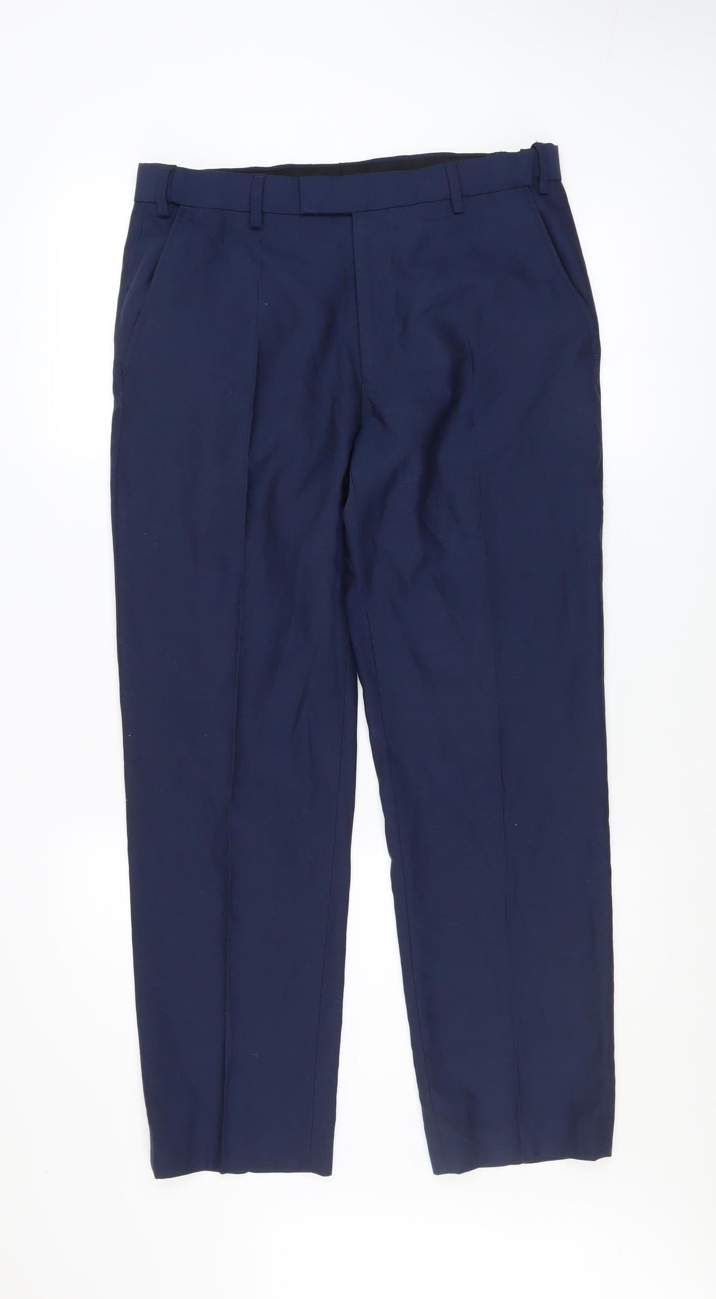 Marks and Spencer Men's Blue Wool Blend Dress Trousers 32W 29L