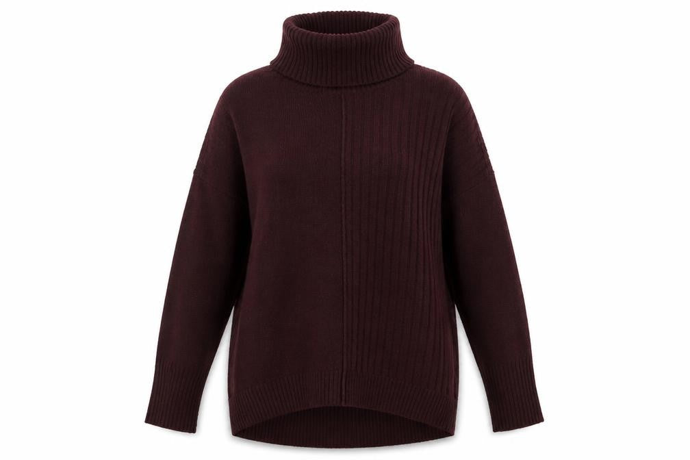 Miss Selfridge Women Brown Roll Neck Long Sleeve Knit Jumper Size 6