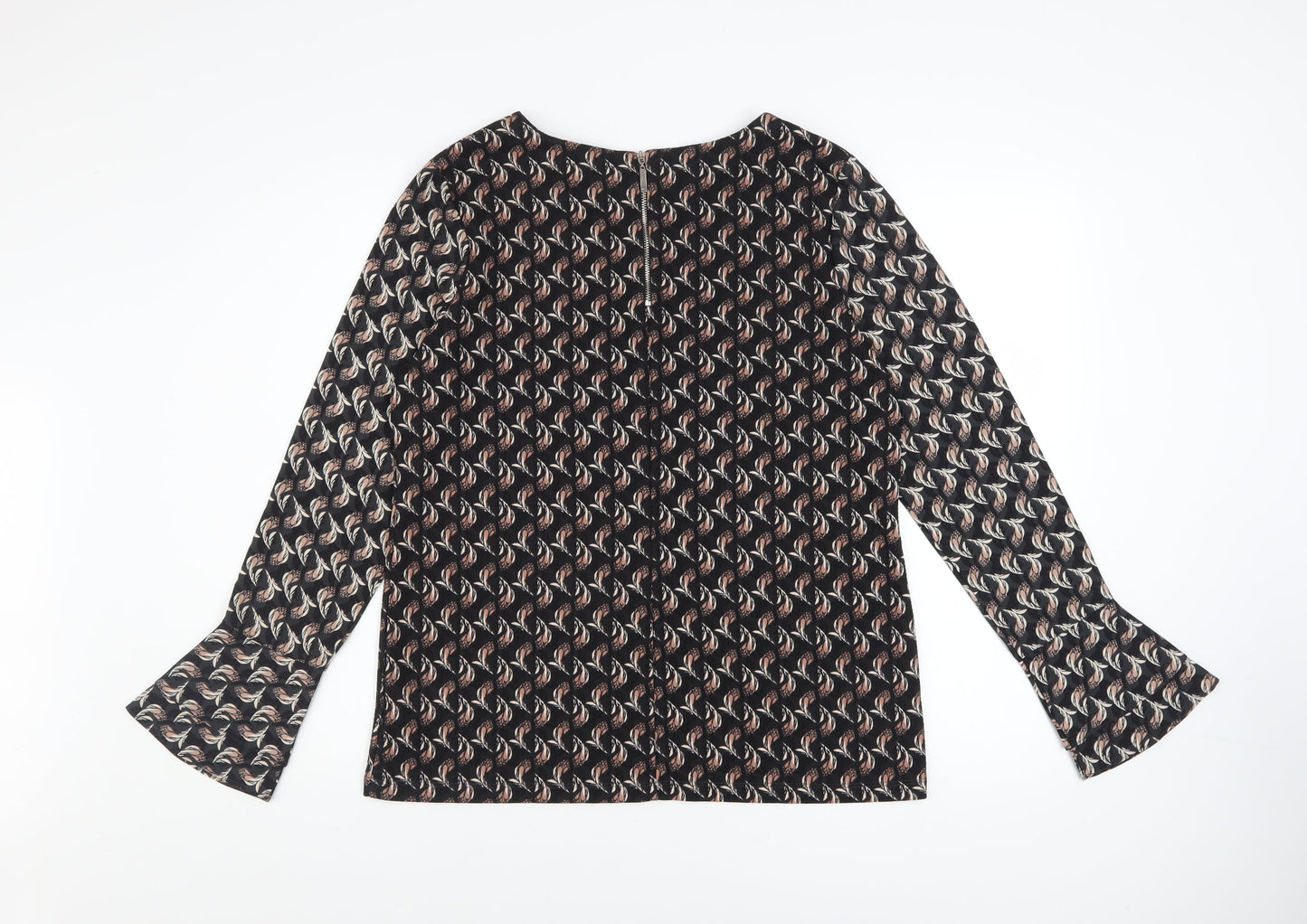 Next Women’s Black Geometric Tunic Blouse Size 12 Long Sleeve