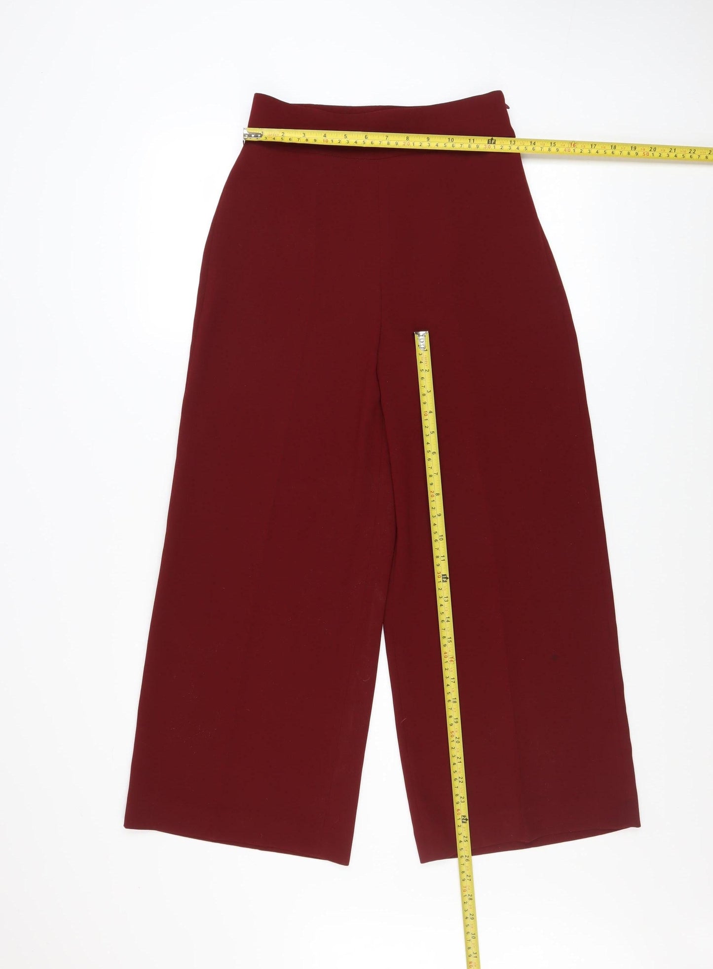 Zara Women Red Wide Leg High Rise Culottes Trousers Size XS