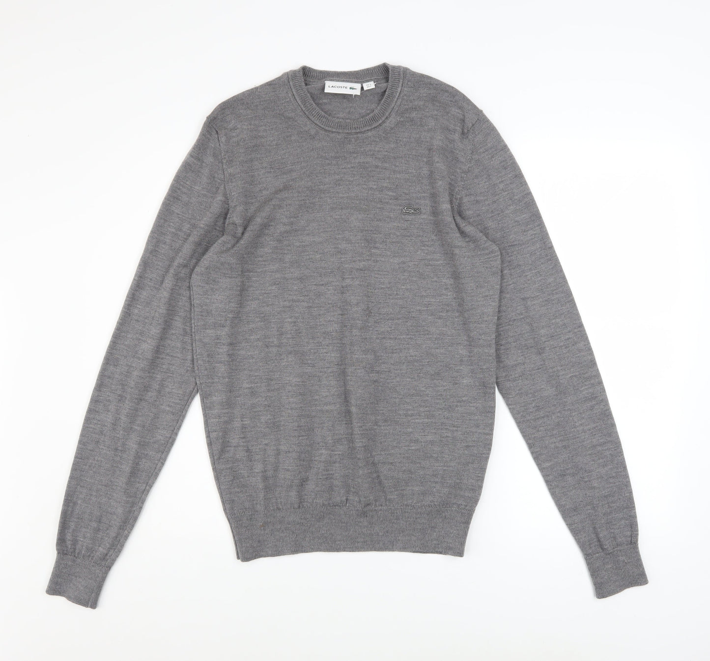 Lacoste Men's Grey Wool Crew Neck Pullover Jumper Size S