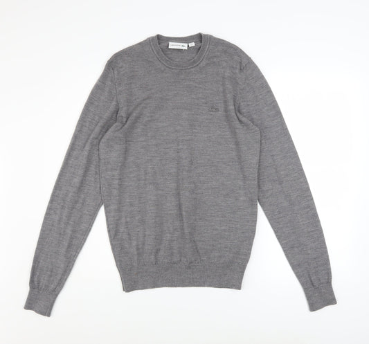 Lacoste Men's Grey Wool Crew Neck Pullover Jumper Size S