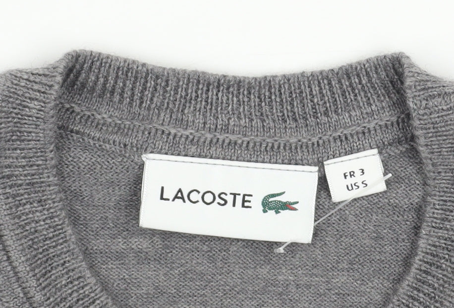 Lacoste Men's Grey Wool Crew Neck Pullover Jumper Size S