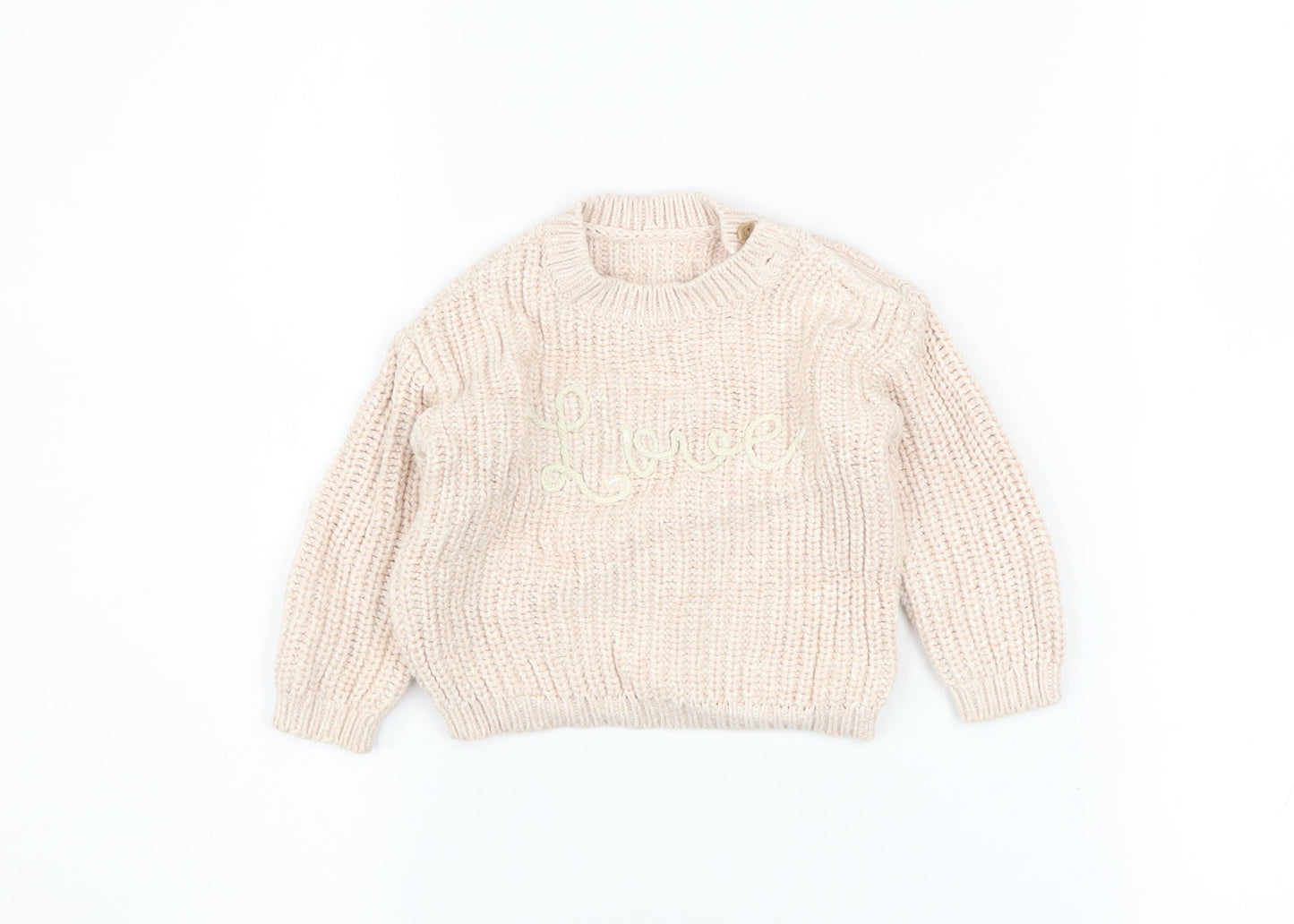 George Unisex Baby Pink Knit Love Jumper 3-6 Months Cotton Pullover