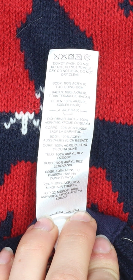 Red Herring Men's Blue Christmas Graphic Pullover Jumper Size L