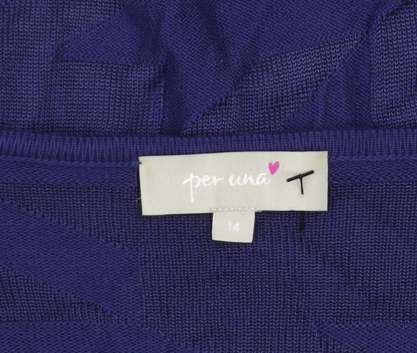 Marks and Spencer Per Una Women's Blue Knit Cowl Neck Long Sleeve Blouse Size 14