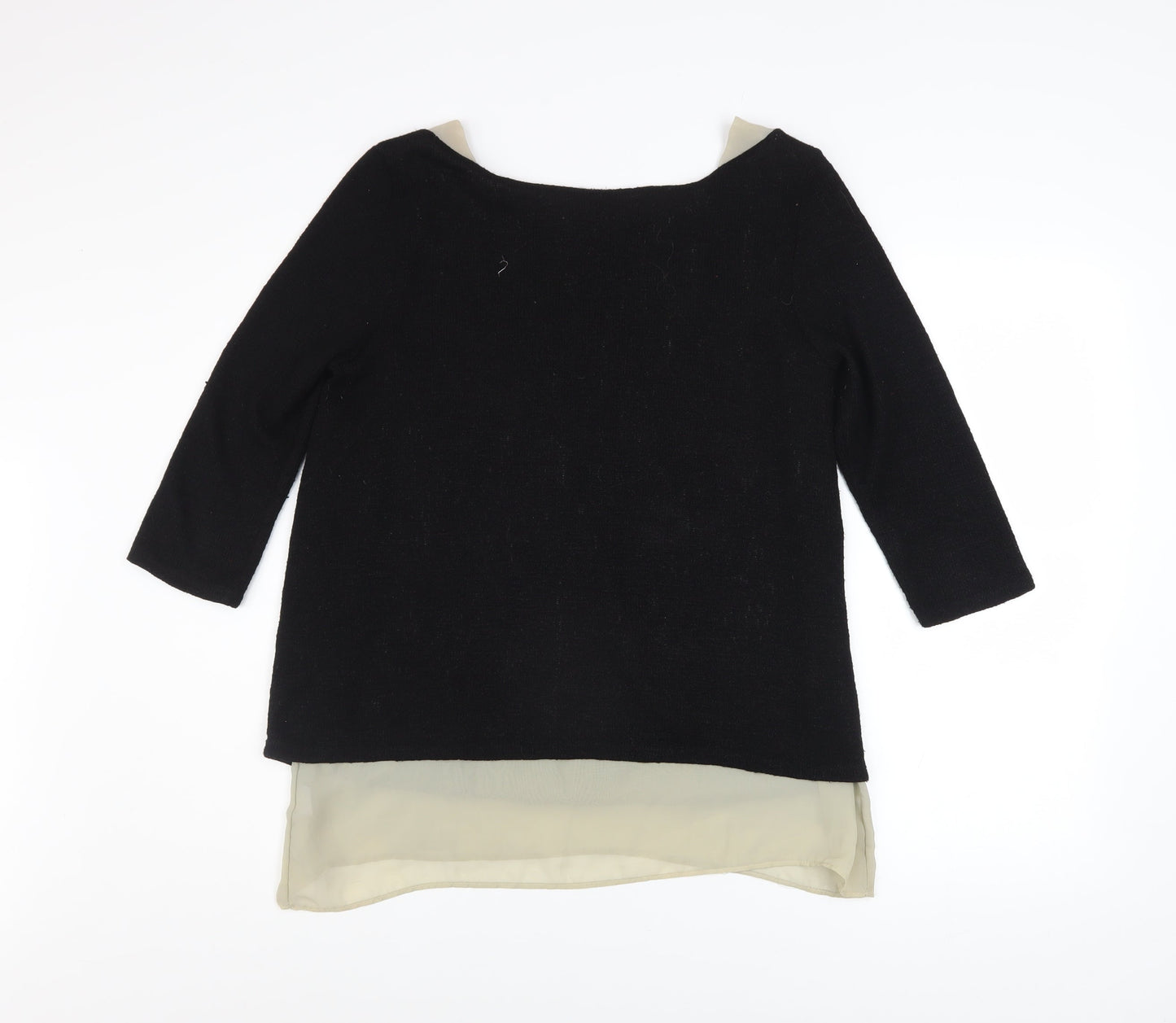 Green Envelope Women’s Black Boat Neck 3/4 Sleeve Pullover Jumper Size L