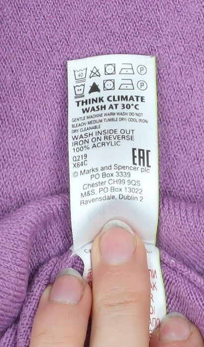 Marks & Spencer Women’s Purple Acrylic Crew Neck Jumper Size 8