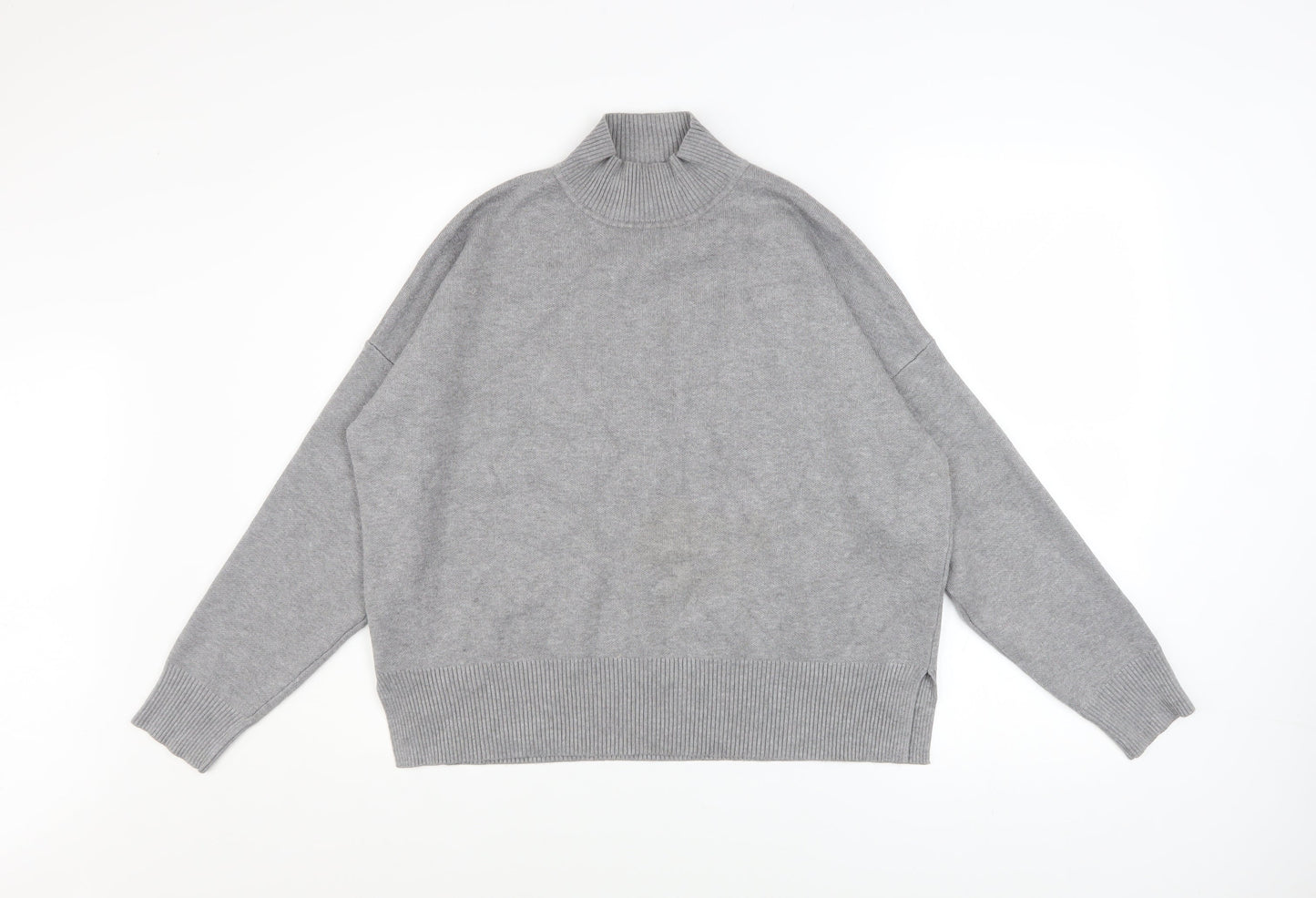 New Look Womens Grey Mock Neck Relaxed Fit Knit Jumper Size M
