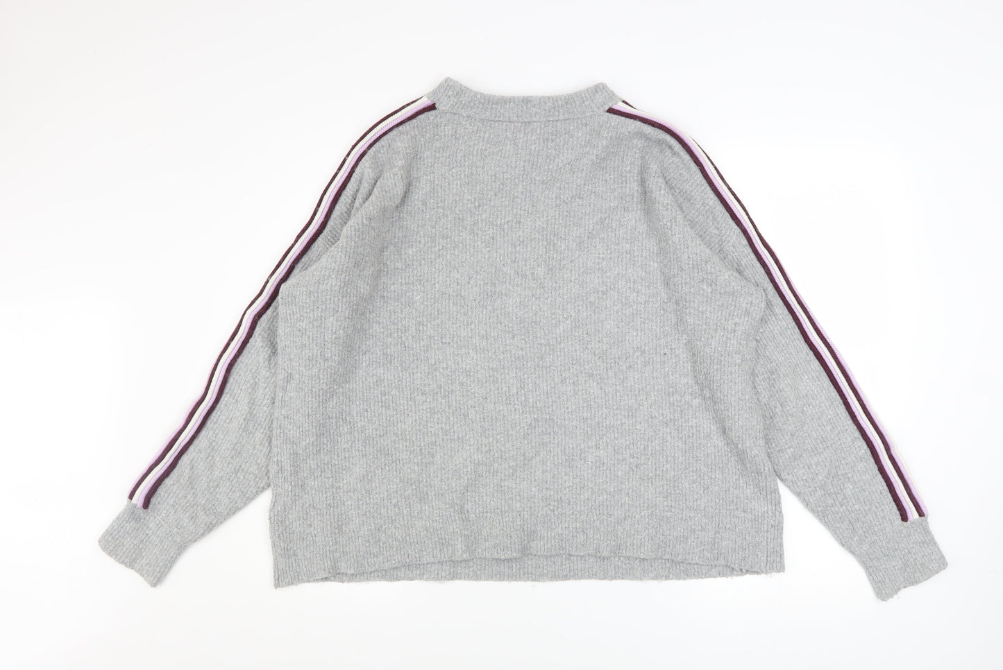 Hush Women’s Grey Ribbed Knit Pullover Jumper L/XL Crew Neck