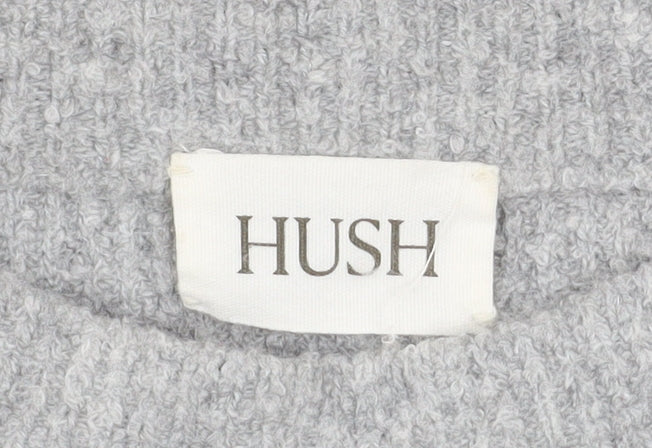 Hush Women’s Grey Ribbed Knit Pullover Jumper L/XL Crew Neck