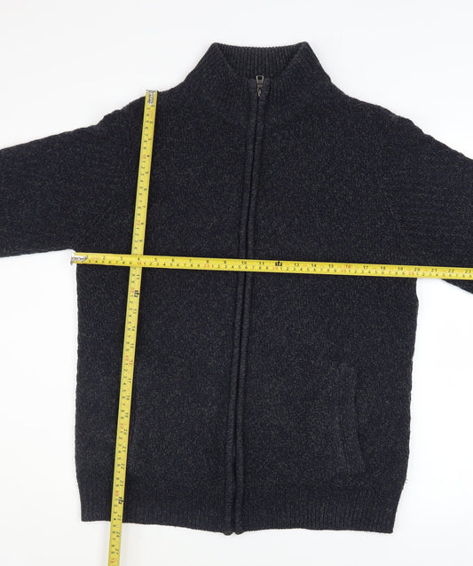 Marks and Spencer Men's Black M Full Zip Knit Jacket Medium