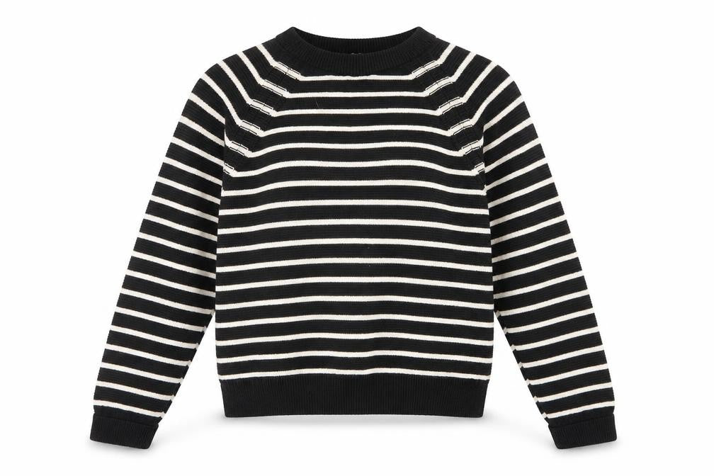 French Connection Women's Black White Striped Cotton Jumper L