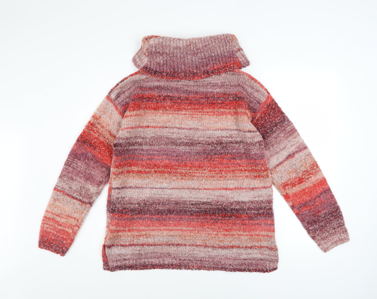 Cotton Traders Women’s Multicoloured Roll Neck Chunky Knit Jumper Size 12