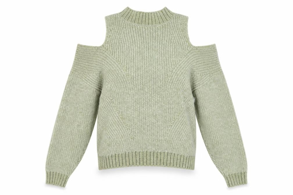 H&M Divided Women’s Green Cold Shoulder High Neck Knit Jumper XS