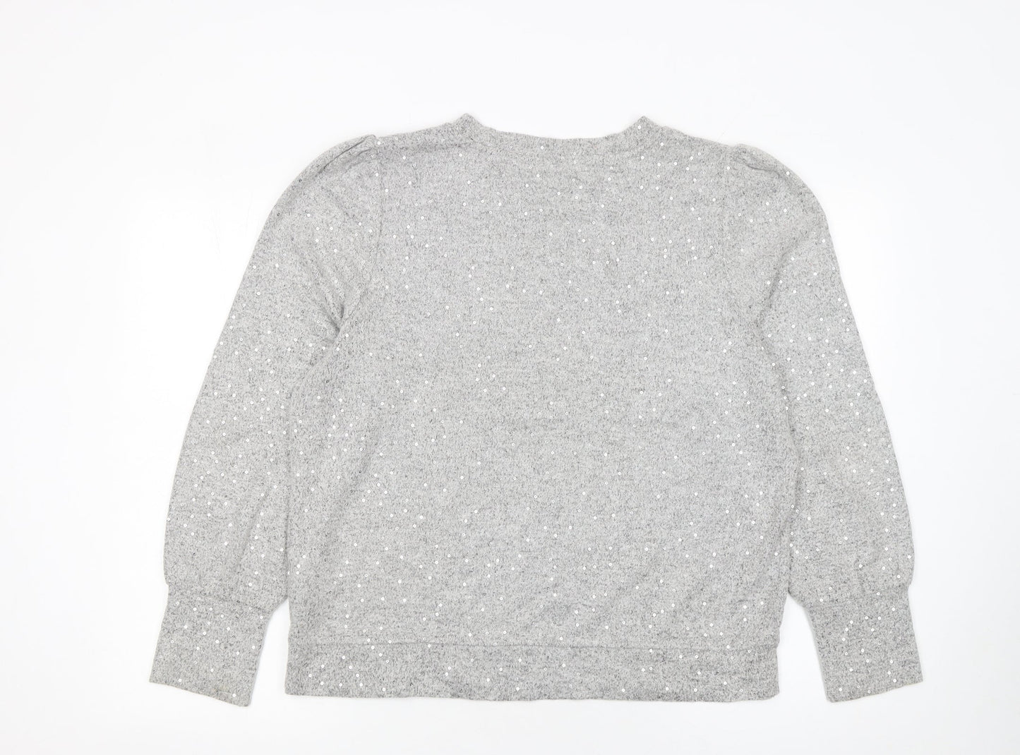 Next Women’s Grey Sequin Knit Crew Neck Jumper Size 14