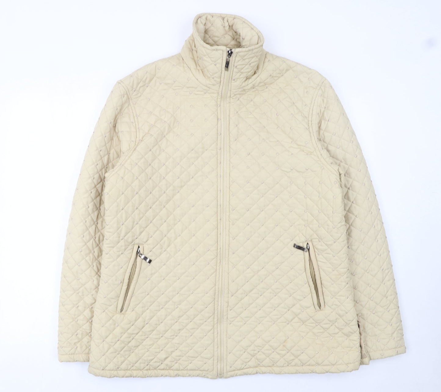 Oubeijinhe Womens Beige Quilted Mid-Length Jacket XL
