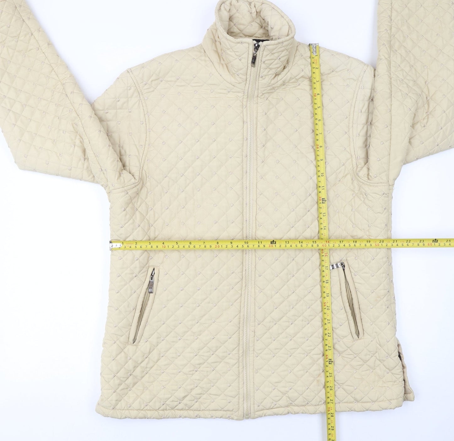 Oubeijinhe Womens Beige Quilted Mid-Length Jacket XL
