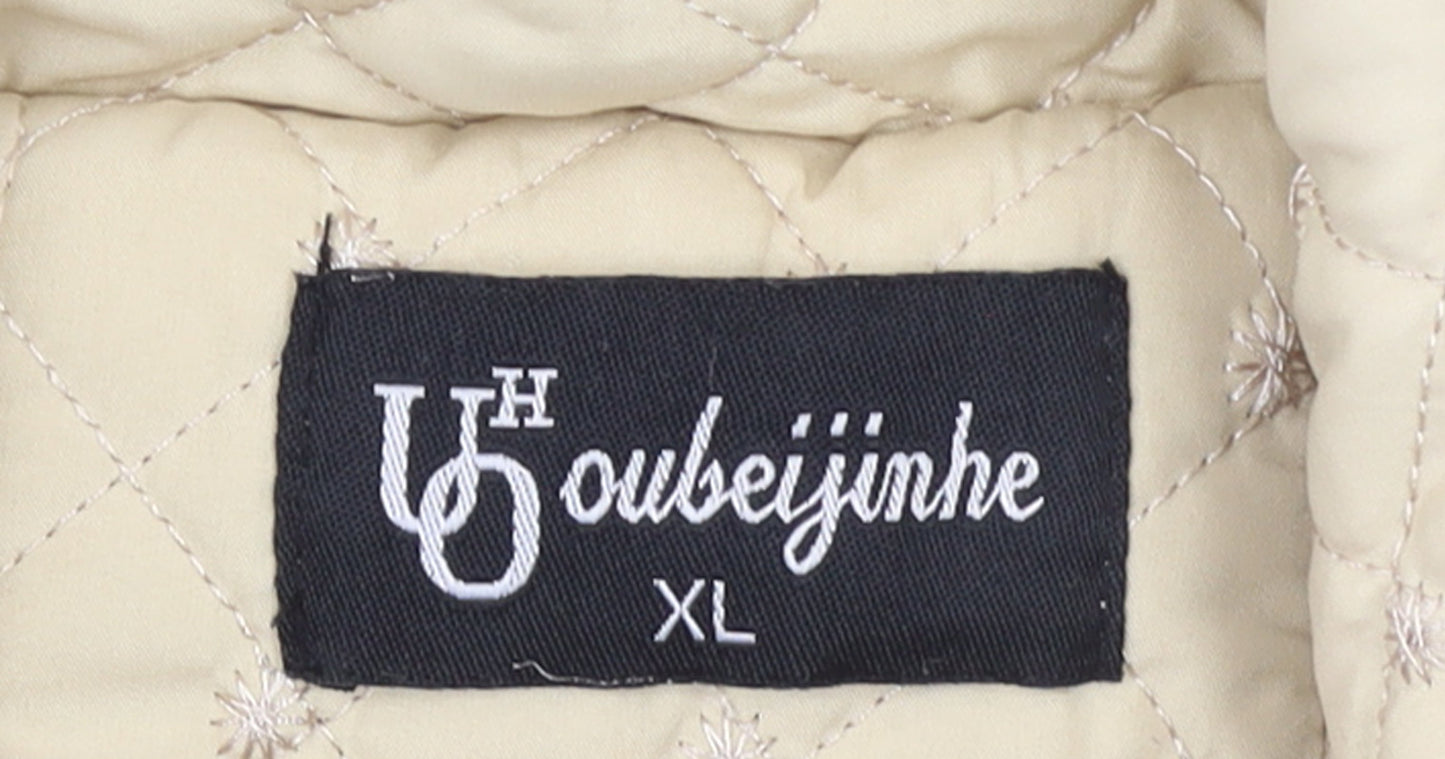 Oubeijinhe Womens Beige Quilted Mid-Length Jacket XL