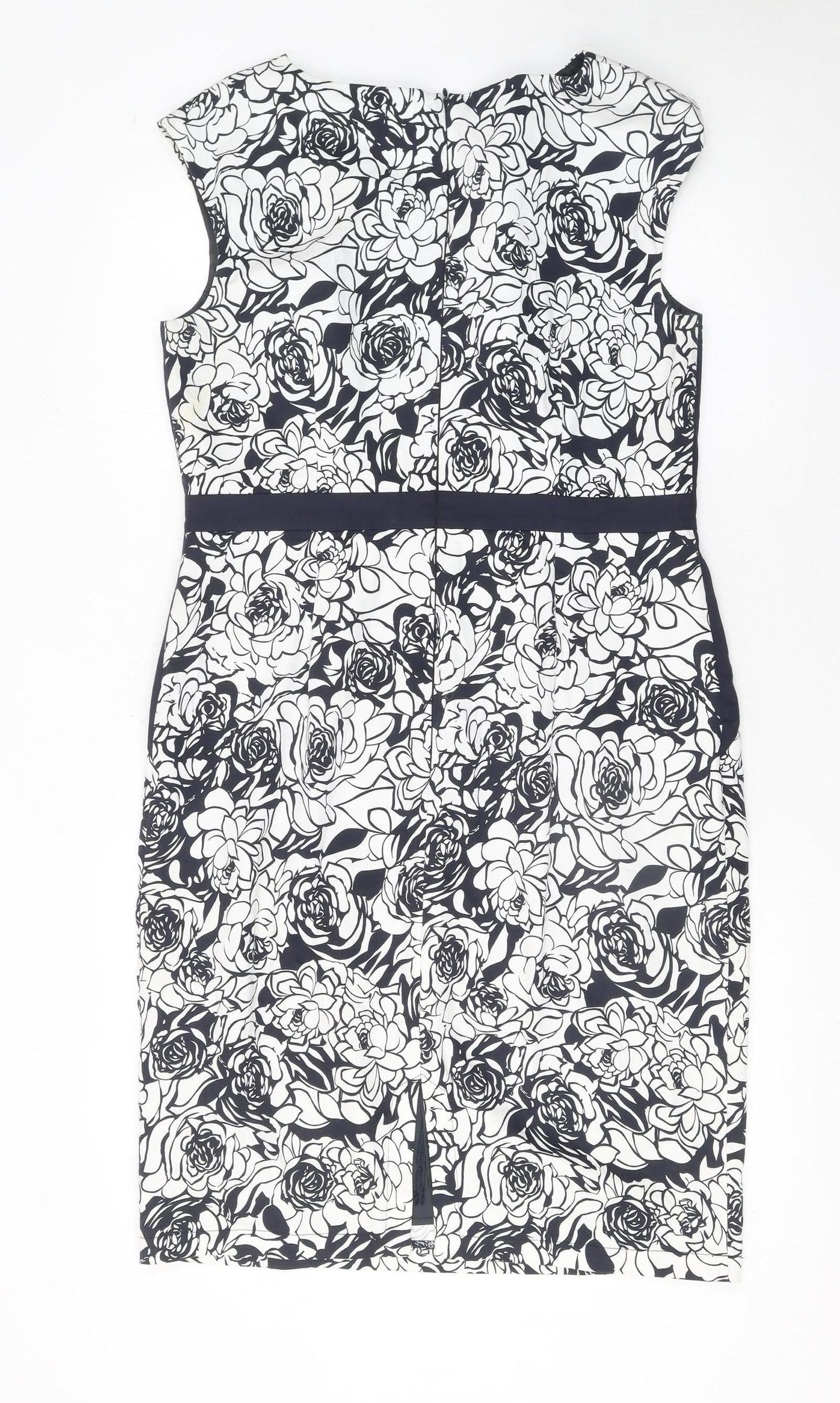 Marks and Spencer Women Black White Floral Bodycon Dress UK 14