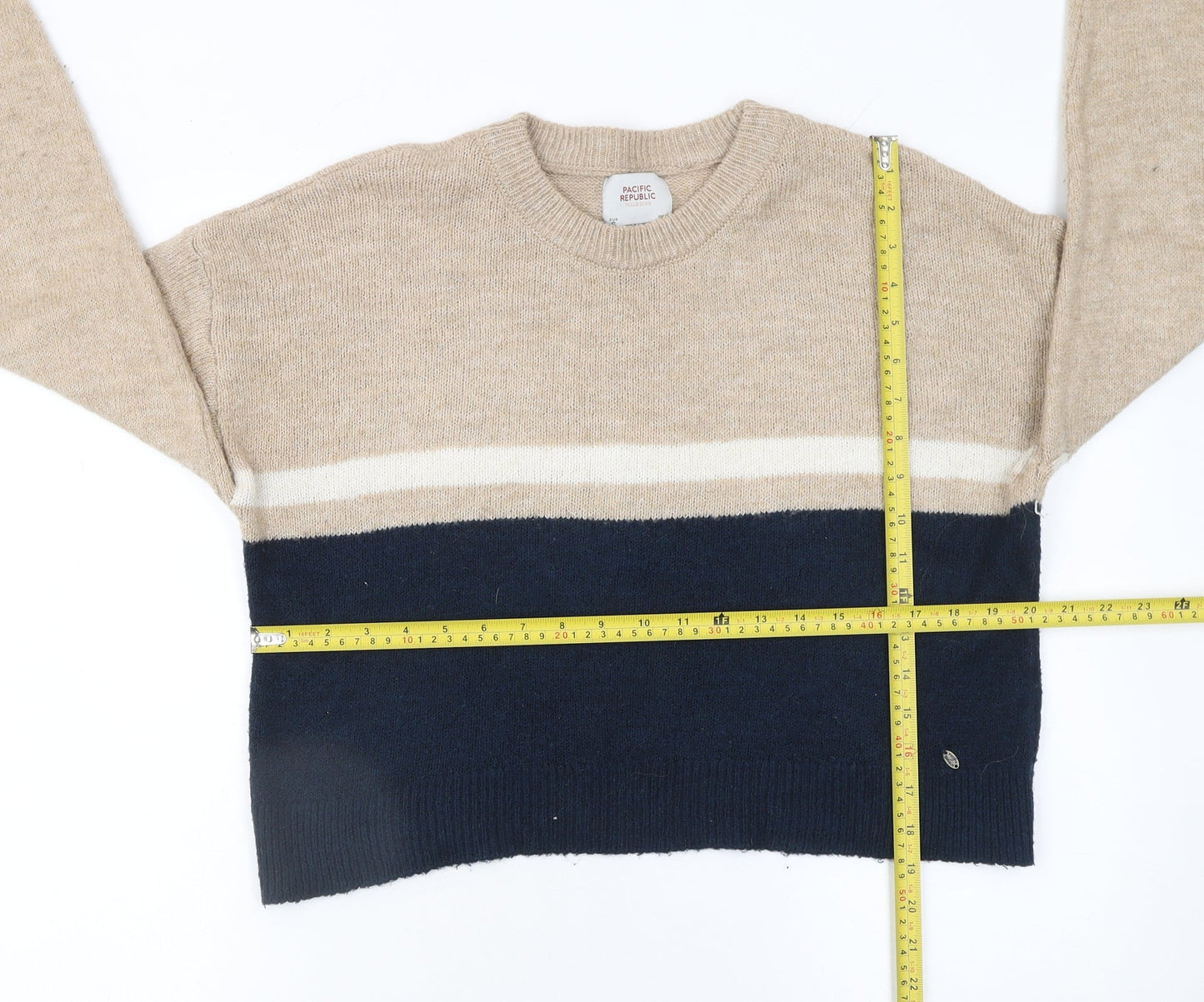 Pull&Bear Women’s Beige Wool Blend Crew Neck Jumper Size 8