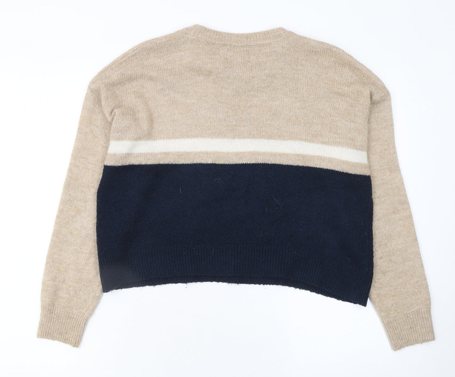 Pull&Bear Women’s Beige Wool Blend Crew Neck Jumper Size 8