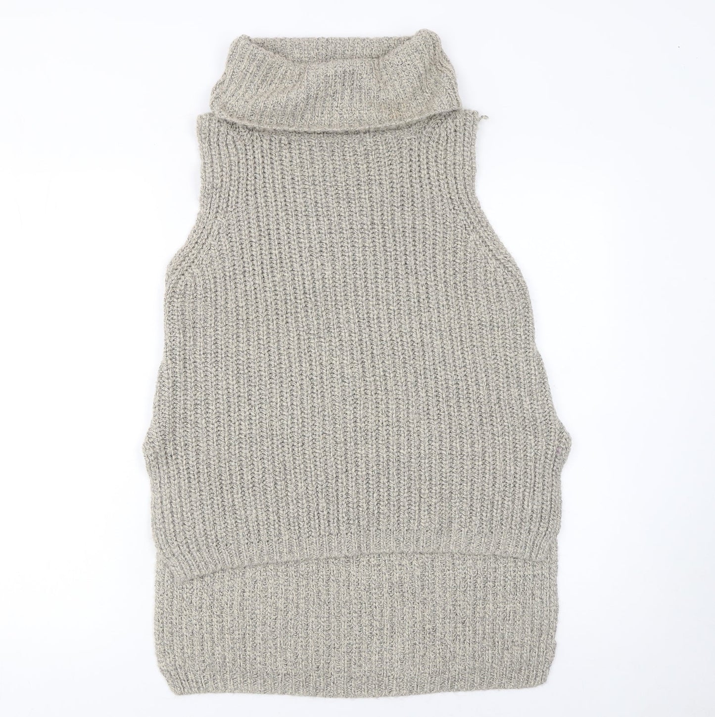 Seduce Women Beige Sleeveless Roll Neck Chunky Knit Vest Jumper Size 12