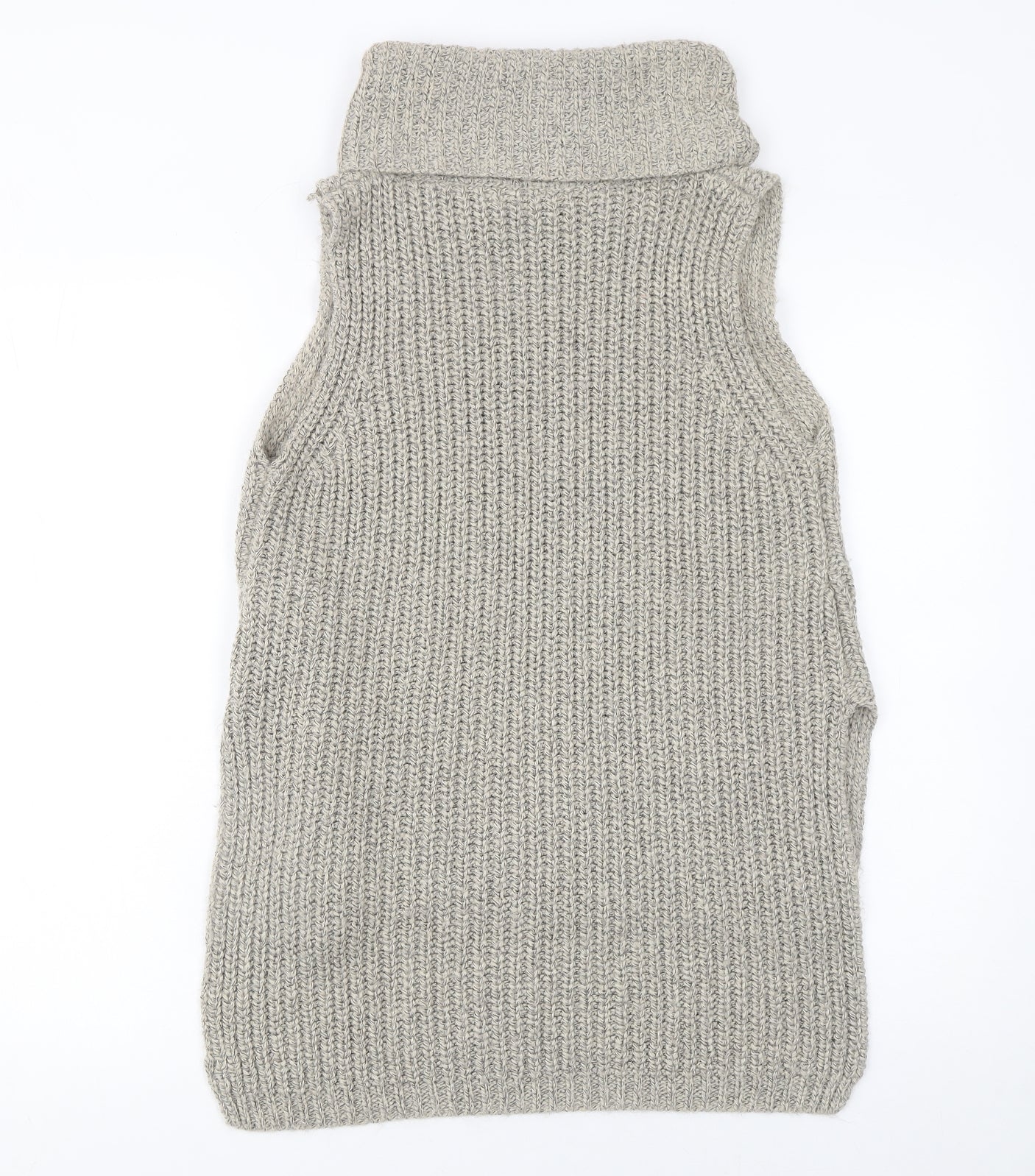 Seduce Women Beige Sleeveless Roll Neck Chunky Knit Vest Jumper Size 12